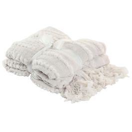DKD Home Decor 2c25 Manta de Sofá de Punto Poliéster Chenilla Crudo 170x130 cm, 360 gsm (Paquete de 2)
