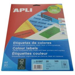 Apli Etiquetas Adhesivas 105x37 mm Rojo Fluorescente, 320 Unidades, Compatibles con Inkjet y Láser Precio: 9.5000004. SKU: B17BNFLXME