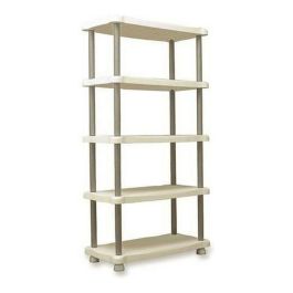 Plastiken Estante 5 bandejas resina, 30 kg/bandeja, H 184 x W 88 x P 44 cm, interior y exterior, montaje sin herramientas, color topo y beige