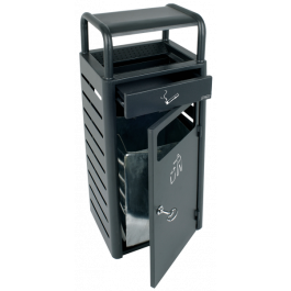 PROBBAX - AT-1271-DGRY - Cenicero de suelo para exterior con papelera - 33 x 28 x 89,5 cm - Cenicero 2,3L y papelera 20L - Gris oscuro