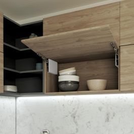 Emuca Compás para puertas elevables Altius Lift, Fuerza 560-1800 (low=L), Acero y plástico, Blanco