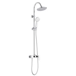 Edouard Rousseau Columna de ducha Dakota Grifo mezclador mecánico Cromada Cabezal Ø 200mm Ducha Mano Ø 100mm Montaje Pared Ahorro Agua
