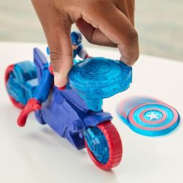 HASBRO Marvel Avengers - Capitán América con Moto Lanzaescudos - Figura de 10cm con Proyectil