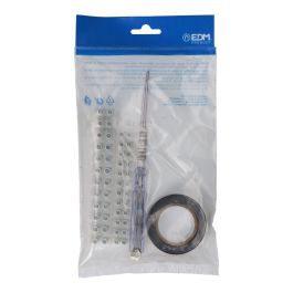 Edm Kit Bricolaje 02106 47007 63113 63112 con Destornillador Tester, Cinta Aislante 10m Negra y Regletas Conexión 6/10mm