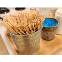 Paletina agitadora de madera 14 cm con funda individual, bolsa de 1000 unidades