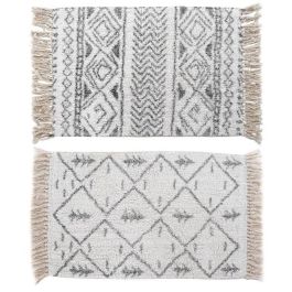 DKD Home Decor Alfombra Boho Blanco Negro 50 x 1 x 80 cm Algodón Polyester Baño Flecos Precio: 17.5000001. SKU: B1HQKMN23D