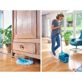 Leifheit 52101 Set Mopa y Cubo Clean Twist Disc Mop Ergo con Mango Telescópico