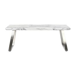 DKD Home Decor Mesa Centro Moderno Blanco Plateado Mdf Acero 120x60x44 cm