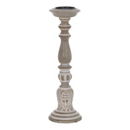 Candelabro Blanco Natural Hierro Madera de mango 14 x 14 x 45,72 cm