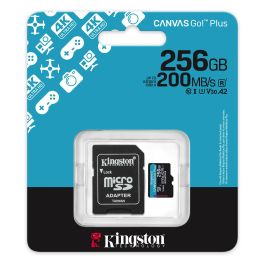 Kingston Tarjeta Memoria Canvas Go! Plus 256GB microSD XC Clase 10 U3 V30 200MBs SDCG4/256GB