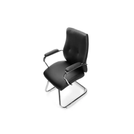 Rocada Silla Confidente Brazos Fijos Estructura Cromada Asiento y Respaldo Tapizado Similpiel Negro 110cm Alto