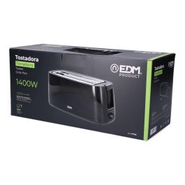 Edm Tostadora Black Design Doble Ranura Larga 1400W, Función Calentar/Descongelar, Superficie Tacto Frío, Negro Edm Tostadora Black Design Doble Ranura Larga 1400W, Función Calentar/Descongelar, Superficie Tacto Frío, Negro