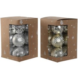 Bola Decoracion Navidad Moderna DKD Home Decor Dorado Plateado 16 x 24 x 16 cm Set de 12 (2 Unidades)