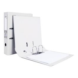 Archivador De Palanca Liderpapel Folio Documenta Forrado Pvc Con Rado Lomo 75 mm Blanco Con Compresor 6 unidades