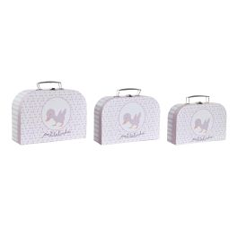 DKD Home Decor Caja Maletín Infantil Patito Lindo 23 Set de 3 Rosa Multicolor para Decoración y Almacenamiento 9.5x20x28 cm