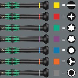 Wera 05073675001 Kraftform Micro-Set Juego de Destornilladores de Precisión 12 Piezas, Puntas Phillips, Torx, Mango Plástico