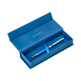 Belius Wild West Bolígrafo Aluminio Azul Marino Dorado Tinta Azul Caja Diseño