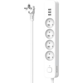 Regleta - QUARX - 4 tomas - Con 3 puertos USB, cable de 1,5m