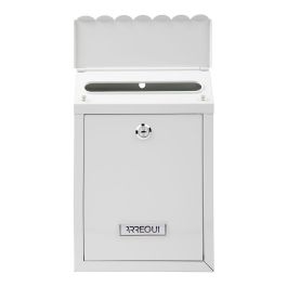 Arregui Civic Buzón individual exterior, acero blanco 21,6 x 8 x 30 cm, con tejadillo protector y 2 llaves