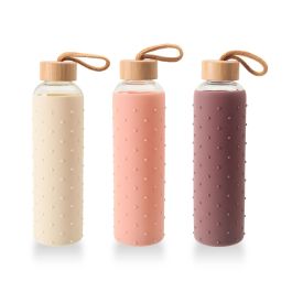 Inde Botella Agua Vidrio/Silicona 600 ml 7.2x7.2x24.5 cm