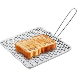 Quttin Tostador de Pan de Acero con Mango Plegable Medidas 20x20x1.2 cm