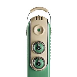 Ariete 838/14 Radiador de Aceite de 9 Elementos, Vintage Verde, Calefactor Eléctrico Estilo Años 50, 3 Niveles de Potencia, Ruedas 360º