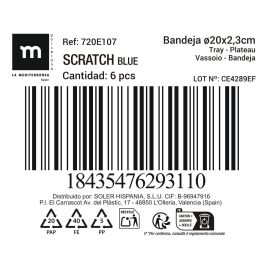 La Mediterranea Bandeja Redonda Scratch Blue 20 cm x 2.3 cm (18 Unidades)