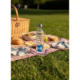 La Mediterran Botella Vidrio Decorada Tapa Acero 750 ml 6.7x6.7x28.8 cm (24 Unidades)