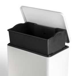 Emuca Contenedor de reciclaje exterior rectangular Recycle, apertura de la tapa con pedal, 1x12litros, Aluminio, Pintado blanco