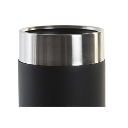 DKD Home Decor Vaso Negro Plateado Resina Inox 7 x 10.5 x 7 cm