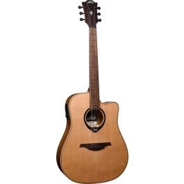 LAG Guitarra Acústica Hyvibe H2 Dreadnought Cutaway Electroacústica Tapa Maciza Cedro con Electrónica HyVibe H2