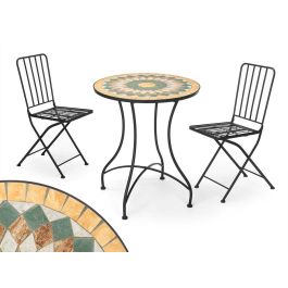 Set Mesa Mosaico Ocre con 2 Sillas Forja Negra Ibergarden 100x65x30 cm Precio: 131.58999986. SKU: B17C9MWEHM