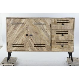DKD Home Decor Estantería Alpino con 2 Cajones y 3 Estanterías, Madera de Mango y Metal, Marrón Oscuro/Negro, 100x40x180 cm