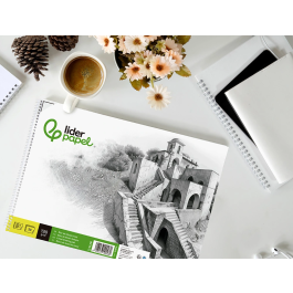 Liderpapel Bloc Dibujo Lineal Histórico Espiral 230x325mm 20 Hojas 130g/m2 con Recuadro Perforado