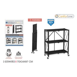 Confortime Estantería Plegable 3 Niveles 71 x 34 x 86 cm Confortime Estantería Plegable 3 Niveles 71 x 34 x 86 cm