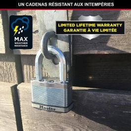 Master Lock Candado de Alta Seguridad M115EURTRILF con Llave, Acero Laminado Revestido, Exterior, Antióxido, Arco M - Paquete de 3