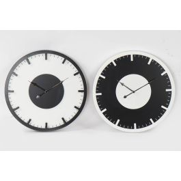 DKD Home Decor Reloj de Pared Vintage Negro Blanco 50 x 50 cm (2 Unidades)