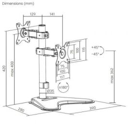 Aisens DT32TR-409 Soporte de Mesa para 2 Monitores Giratorio Inclinable 17-32" hasta 8kg Negro para POS y pantallas táctiles
