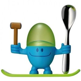 WMF 0616687620 McEgg Eierbecher con Cuchara, Plástico, Cromargan H 11cm, Azul