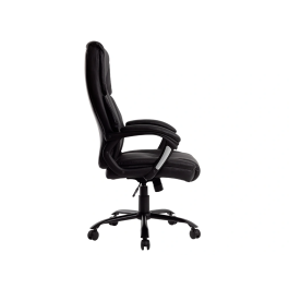 Q-connect Silla de Dirección Profesional, Respaldo Alto, Similpiel, Negro, Base Metálica, Ruedas Premium, Altura Max 1260 mm