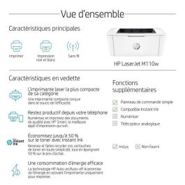 HP M110w Impresora Láser Monocromo Ultracompacta y Eficiente, Impresión Rápida de Alta Calidad con App HP Smart, para Hogar u Oficina