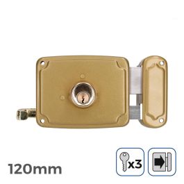 Edm Cerradura derecha 120mm 3 llaves acero dorado Edm Cerradura derecha 120mm 3 llaves acero dorado