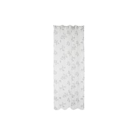 DKD Home Decor Cortina Visillo de Poliéster Estilo Shabby Gris Claro y Blanco con Hojas - Juego de 2 Unidades de 270cm Alto x 140cm Ancho