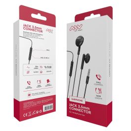 myway auriculares estéreo 3.5mm con micrófono negro