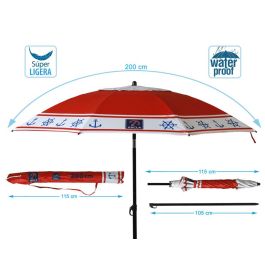 Sombrilla de playa Rojo Ø 200 cm SPF50+ Ancla