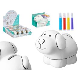 Hucha Perrito Cerámica Pincello con 4 Rotuladores - 13x9.5x8.5 cm, Blanco (24 Unidades) Precio: 56.58999995. SKU: S3600168