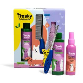 Tresky & Friends Set de Baño para Perros 3 Piezas: Champú, Fragancia y Peine para el Cuidado de tu Mascota