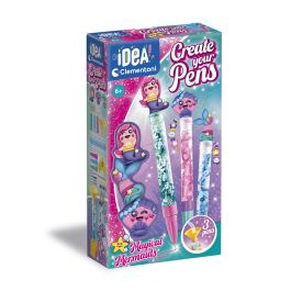 Clementoni 18131 Mini Laboratorios de Bolígrafos Sirenas - Kit para Montar y Personalizar 3 Bolígrafos con 4 Tintas de Colores