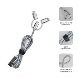 SUBBLIM Cargador coche Dual Alum 2.4A + Cable 3 in1 Silver