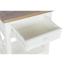 DKD Home Decor Mesita de Noche Tradicional Blanco Roto Natural 49 x 35 x 61 cm